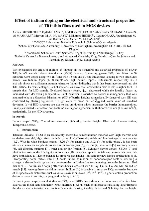 (PDF) Effect of indium doping on the electrical and structural ...
