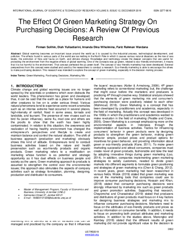 (PDF) The Effect Of Green Marketing Strategy On Purchasing Decisions: A ...