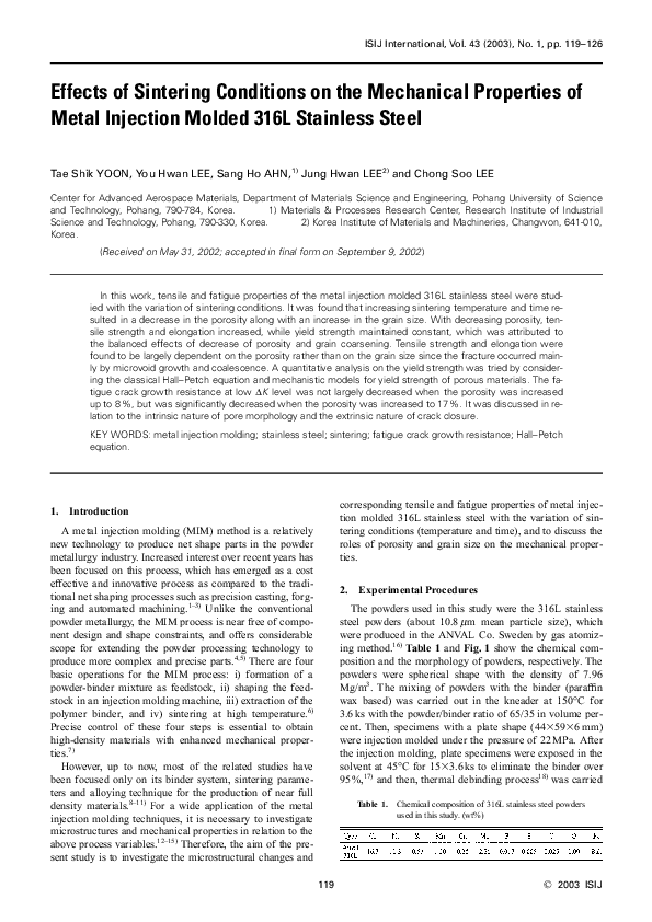 (PDF) Effects of Sintering Conditions on the Mechanical Properties of ...