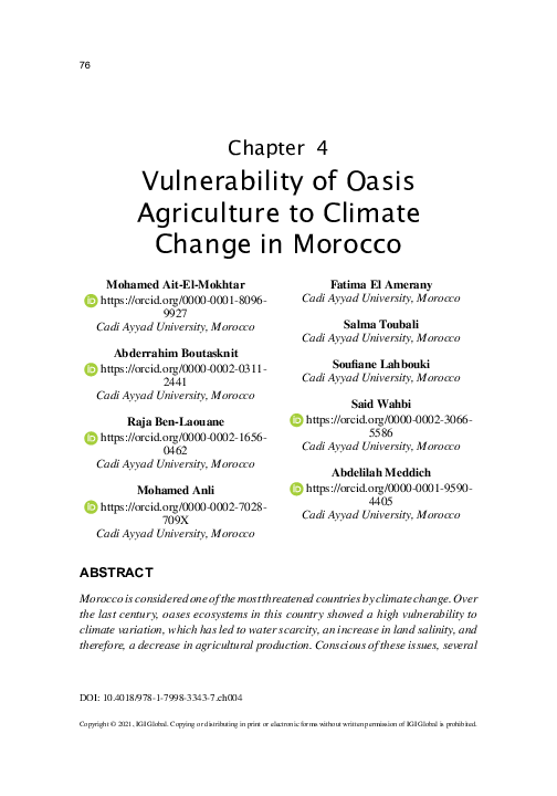 PDF) Vulnerability of Oasis Agriculture to Climate Change in