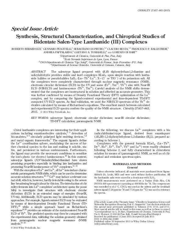 (PDF) Synthesis, Structural Characterization, and Chemistry of a ...