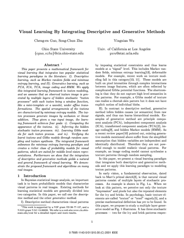 (PDF) Visual learning by integrating descriptive and generative methods
