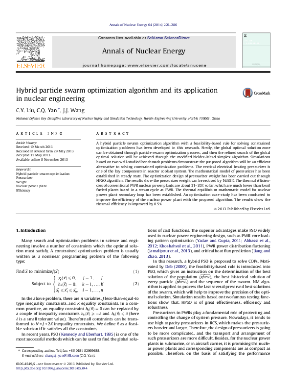 (PDF) Hybrid particle swarm optimization algorithm and its application ...