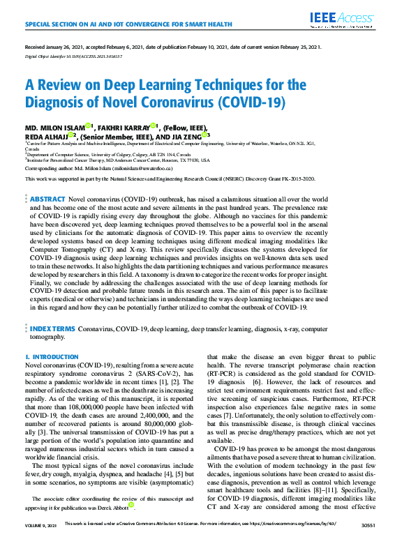 (PDF) A Review on Deep Learning Techniques for the Diagnosis of Novel ...