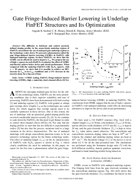 (PDF) Gate Fringe-Induced Barrier Lowering in Underlap FinFET ...