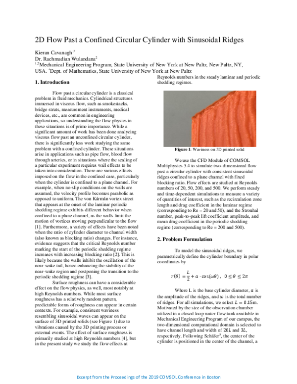 (PDF) 2D Flow Past a Confined Circular Cylinder with Sinusoidal Ridges