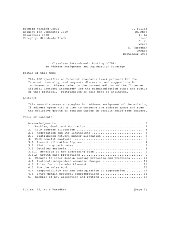 (PDF) Classless Inter-Domain Routing (CIDR): an Address Assignment and ...