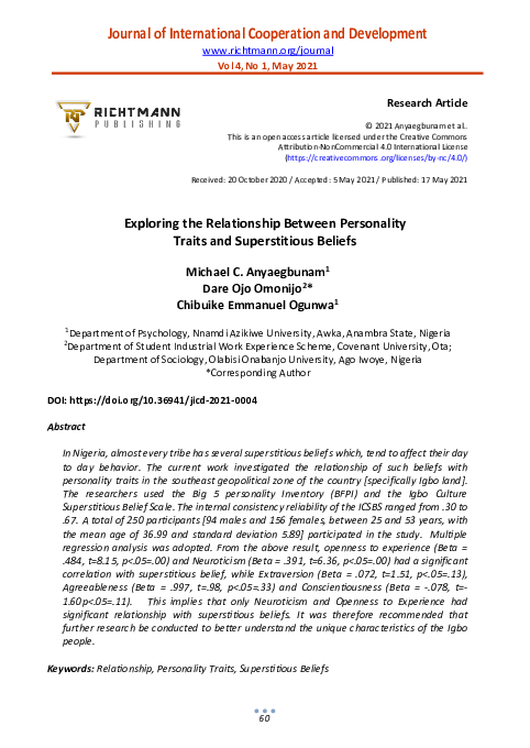(PDF) Exploring the Relationship Between Personality Traits and ...