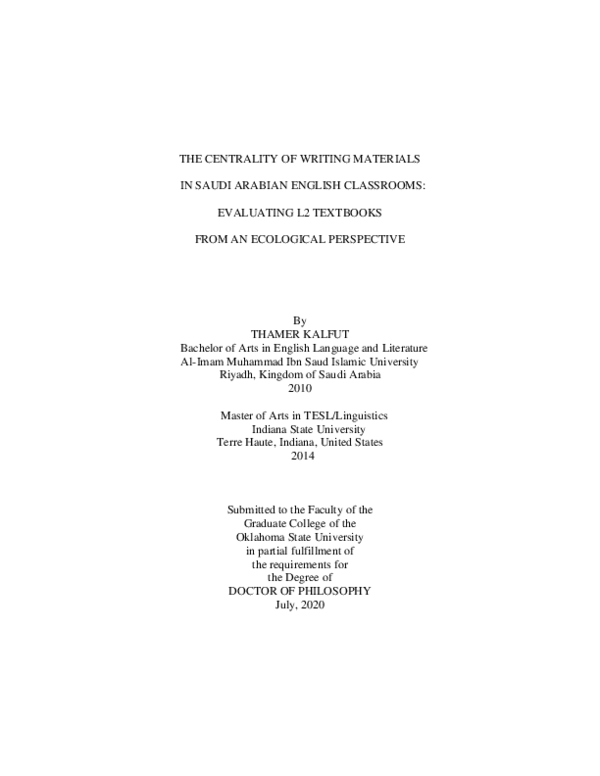  PDF Centrality Of Writing Materials In Saudi Arabian English 