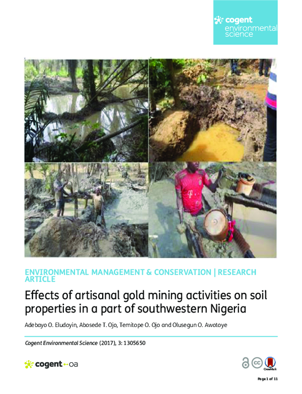 (PDF) Effects of artisanal gold mining activities on soil properties in ...