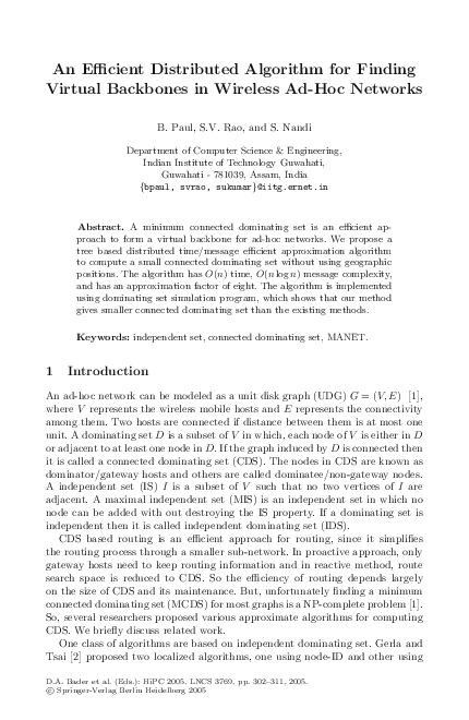 (PDF) An Efficient Distributed Algorithm for Finding Virtual Backbones ...