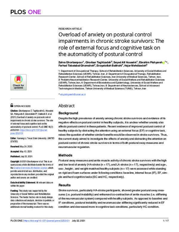 (PDF) Overload of anxiety on postural control impairments in chronic ...