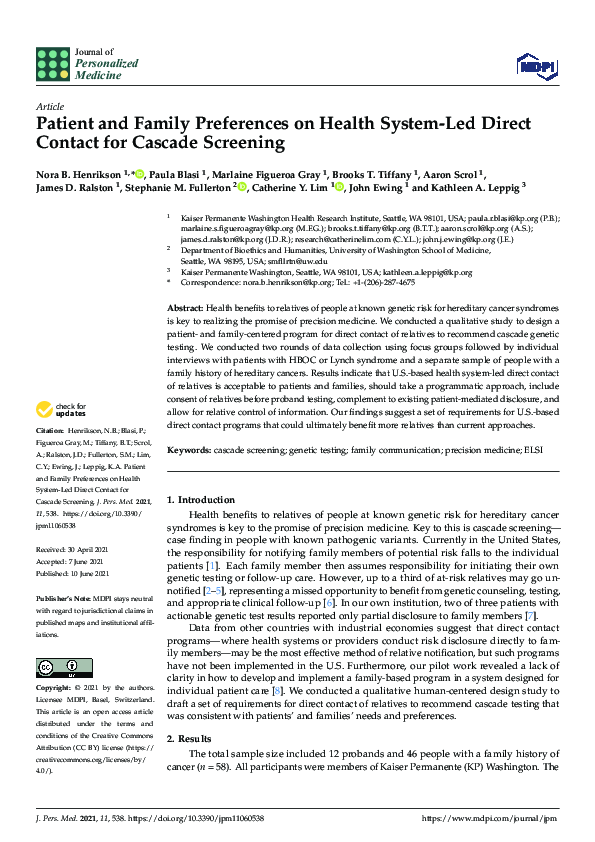 (PDF) Patient and Family Preferences on Health System-Led Direct ...