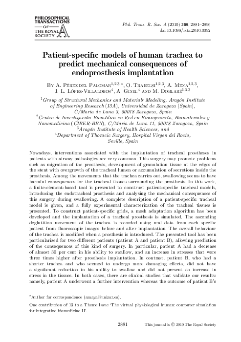 (PDF) Patient-specific models of human trachea to predict mechanical ...