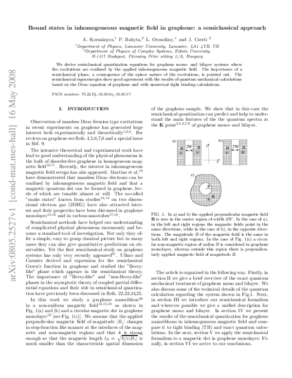 (PDF) Bound states in inhomogeneous magnetic field in graphene ...