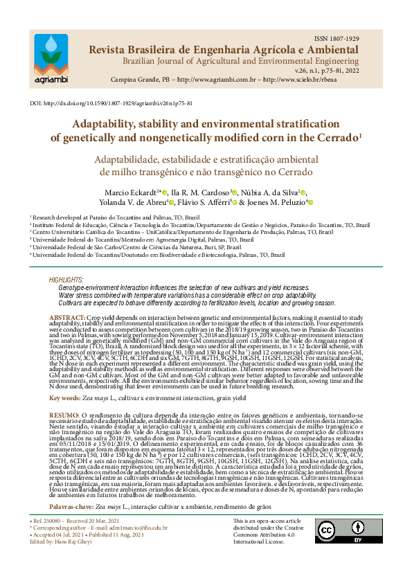 (PDF) Adaptability, stability and environmental stratification of ...