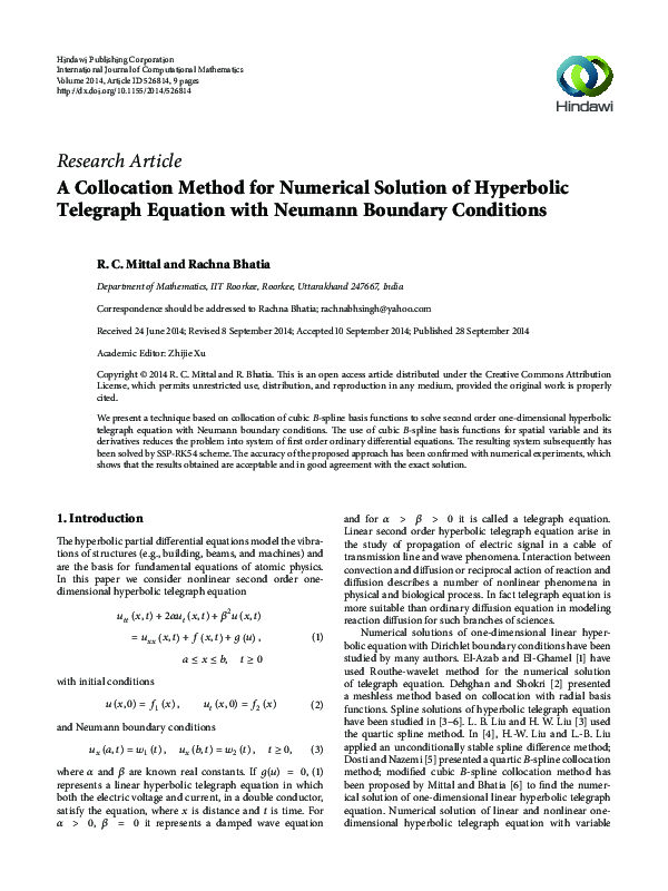 (PDF) A Collocation Method for Numerical Solution of Hyperbolic ...