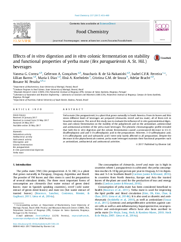 (PDF) Effects of in vitro digestion and in vitro colonic fermentation ...
