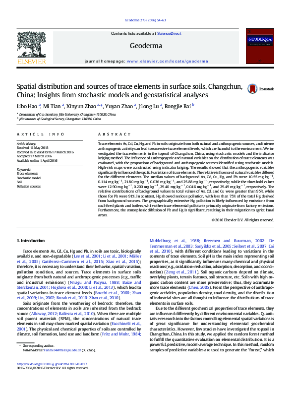 (PDF) Spatial distribution and sources of trace elements in sediments ...