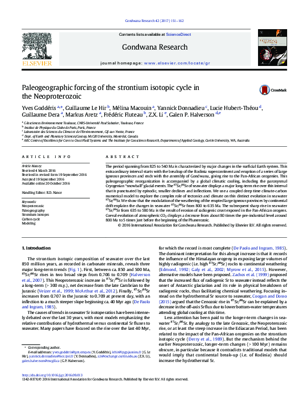 (PDF) Paleogeographic forcing of the strontium isotopic cycle in the ...