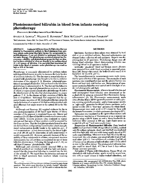 (PDF) Photoisomerized bilirubin in blood from infants receiving
