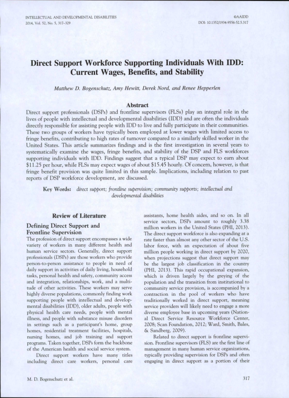 (PDF) Direct Support Workforce Supporting Individuals With IDD: Current ...