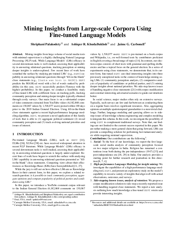 (PDF) Mining Insights from Large-Scale Corpora Using Fine-Tuned ...