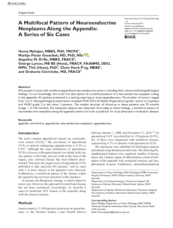 (PDF) A Multifocal Pattern of Neuroendocrine Neoplasms Along the ...