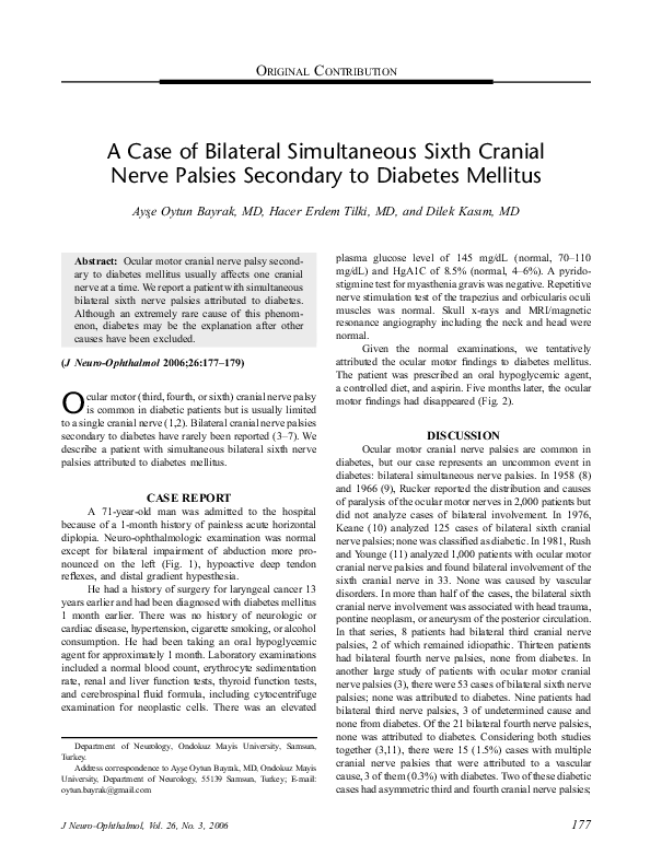 (PDF) A Case of Bilateral Simultaneous Sixth Cranial Nerve Palsies ...