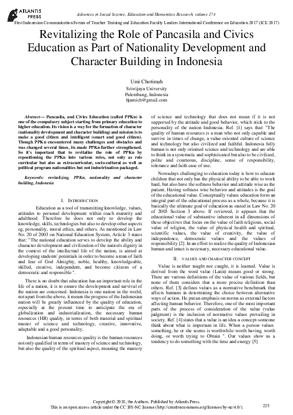 (PDF) Revitalizing the Role of Pancasila and Civics Education as Part ...