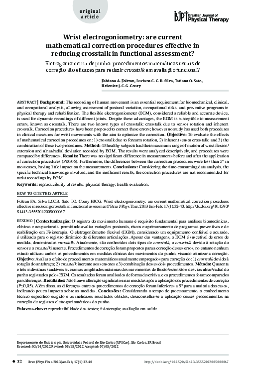 (PDF) Wrist electrogoniometry: are current mathematical correction ...