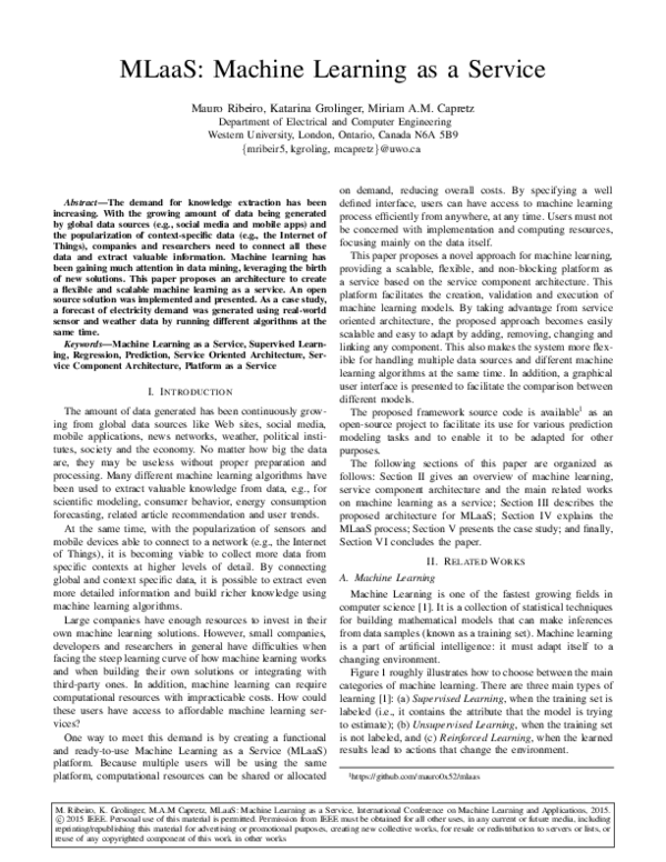 (PDF) MLaaS: Machine Learning as a Service