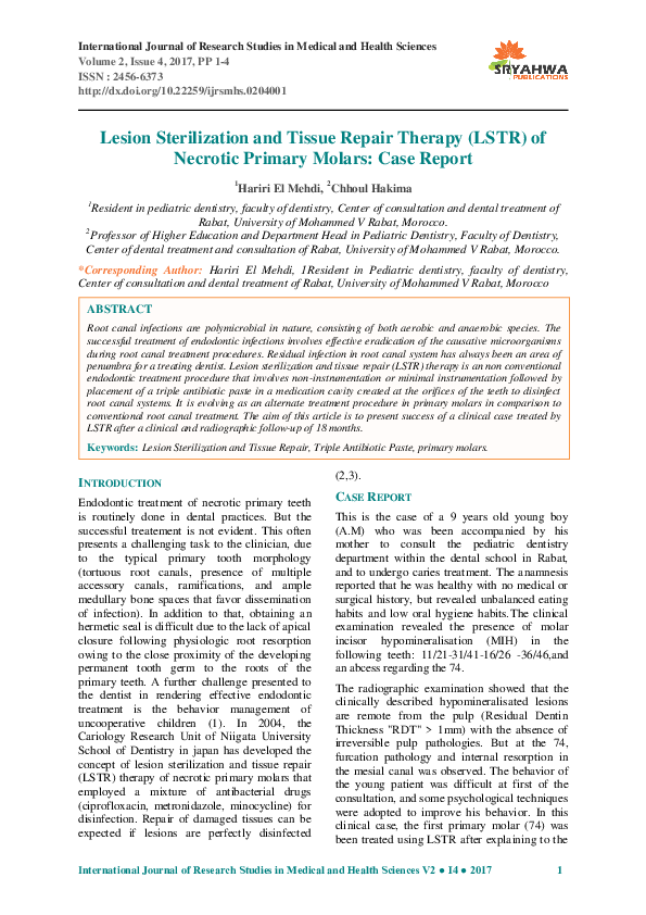 (PDF) Lesion Sterilization and Tissue Repair Therapy (LSTR) of Necrotic ...