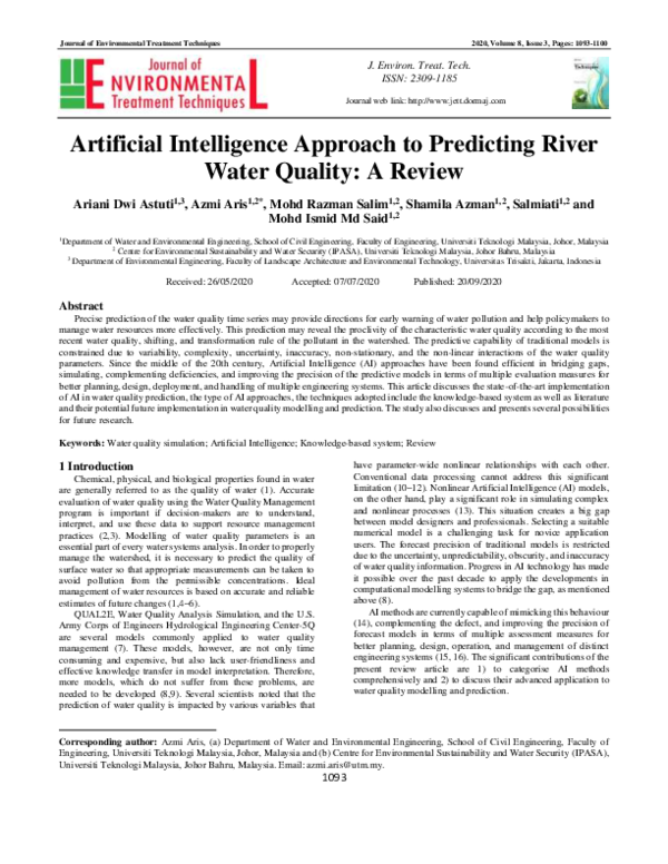(PDF) Artificial Intelligence Approach to Predicting River Water ...