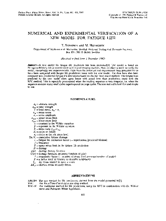 (PDF) Numerical and Experimental Verification of a New Model for ...