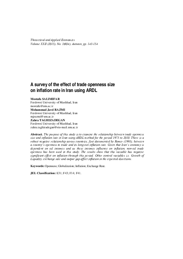(PDF) A survey of the effect of trade openness size on inflation rate ...