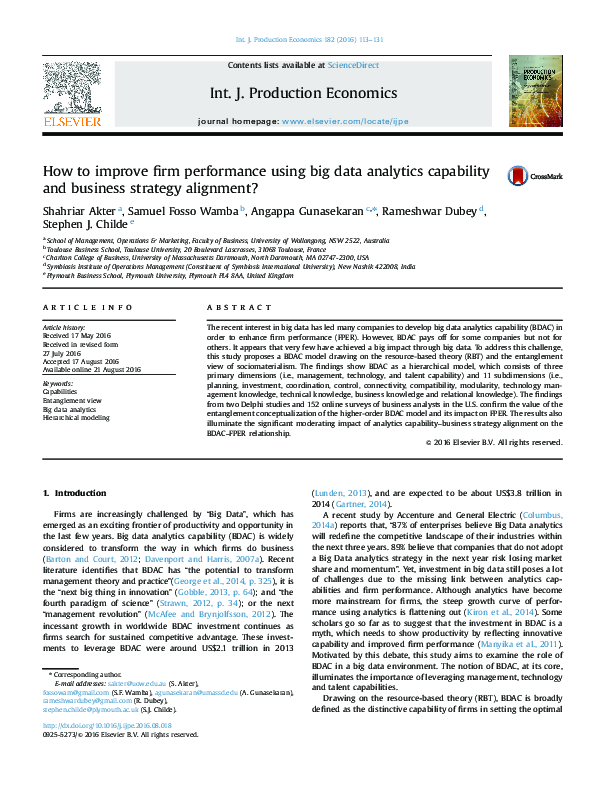 (PDF) How to improve firm performance using big data analytics ...