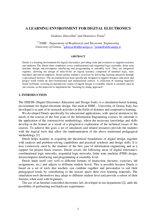 (PDF) Learning environment for digital electronics