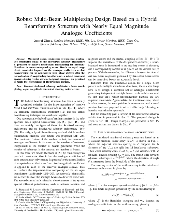 (PDF) Robust Multi-Beam Multiplexing Design Based on a Hybrid ...