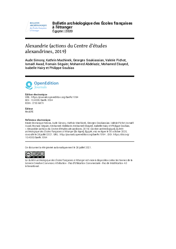  PDF Alexandrie actions Du Centre D tudes Alexandrines C cile 