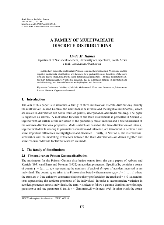 (PDF) A family of multivariate discrete distributions