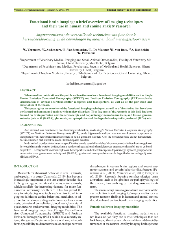(PDF) Functional brain imaging: a brief overview of imaging techniques ...