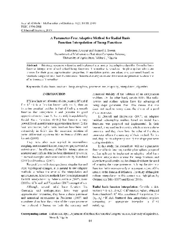 (PDF) A Parameter-Free Adaptive Method for Radial Basis Function ...