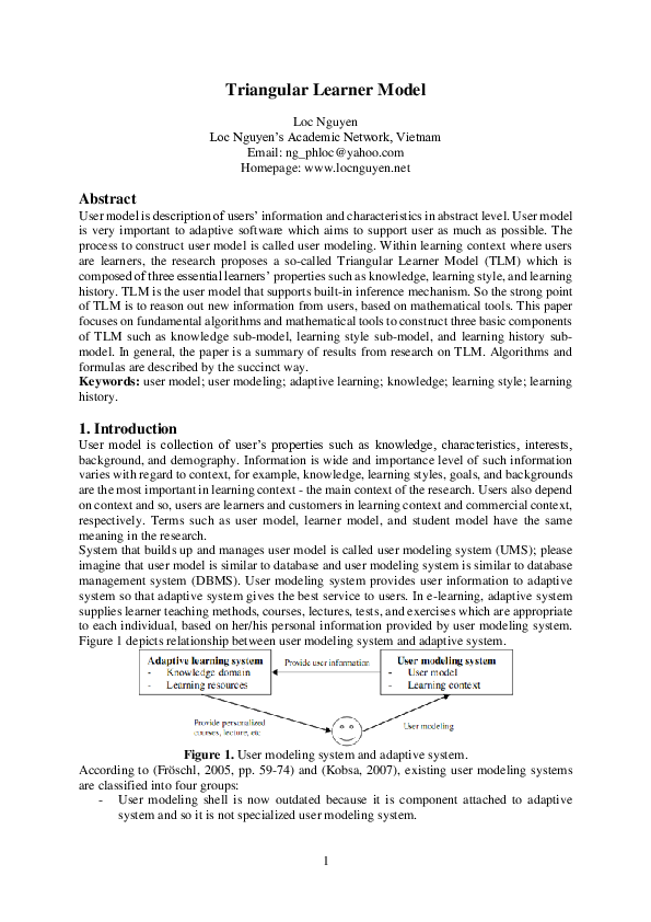 (PDF) Triangular Learner Model