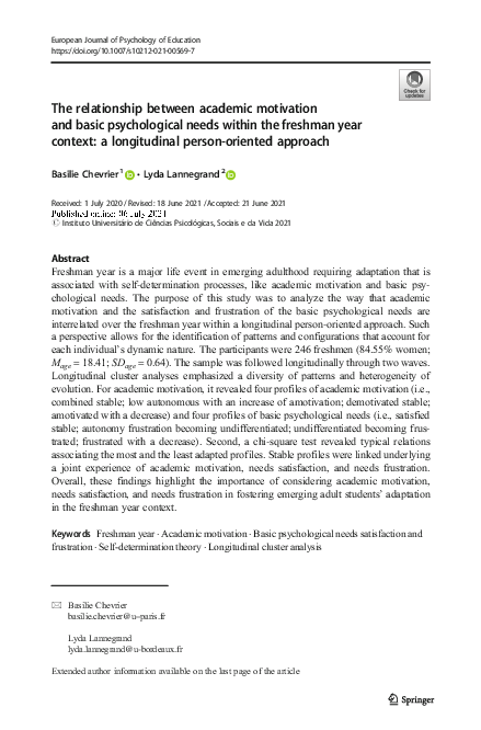 (PDF) The relationship between academic motivation and basic ...