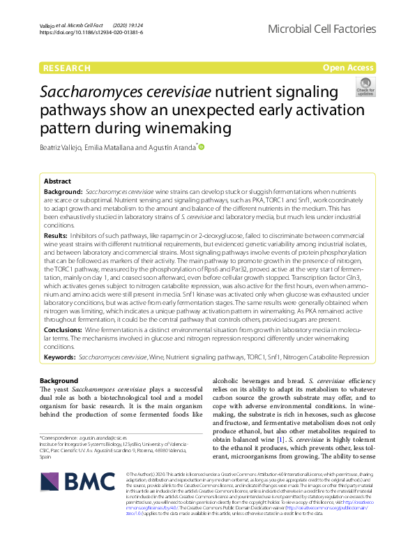 (PDF) Saccharomyces cerevisiae nutrient signaling pathways show an ...