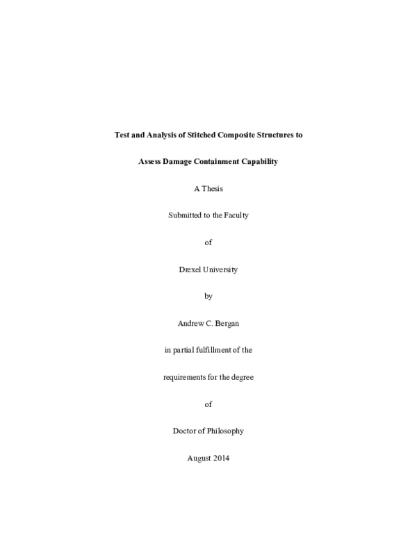(PDF) Test and analysis of stitched composite structures to assess ...