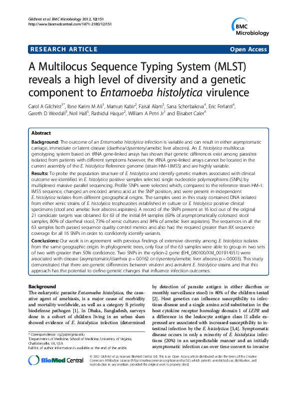 (PDF) A Multilocus Sequence Typing System (MLST) reveals a high level ...
