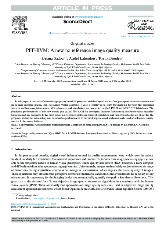 (PDF) PFF-RVM: A new no reference image quality measure