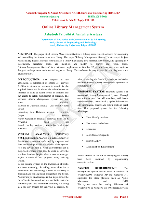 (PDF) Online Library Management System Thilanka Ranasinghe Academia.edu